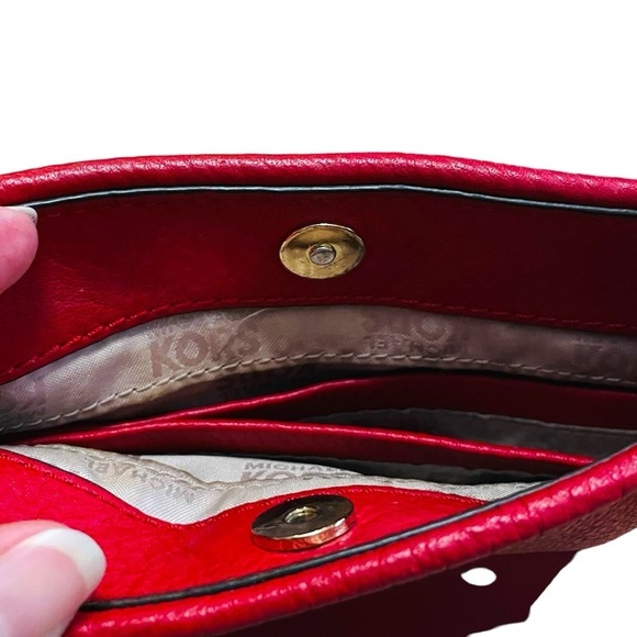 Michael Kors Red Fulton Cross Body Pebble Leather Bag - Picture 7 of 14